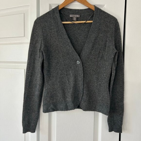 Charter Club 100% Cashmere Gray Cardigan Sweater XS 2-Ply Single Button - Picture 1 of 4